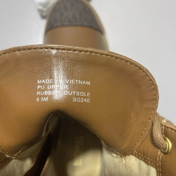 NEW MICHAEL KORS Weiss Combat Bootie Faux Leather Women's Size 6.5 Tall Brown - Picture 5 of 6